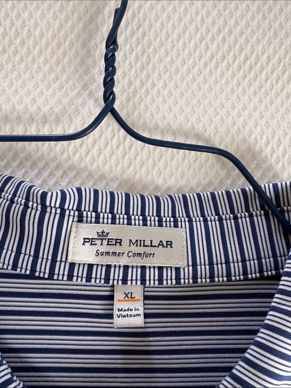 Peter Millar Navy and White Striped Polo - Picture 2 of 3